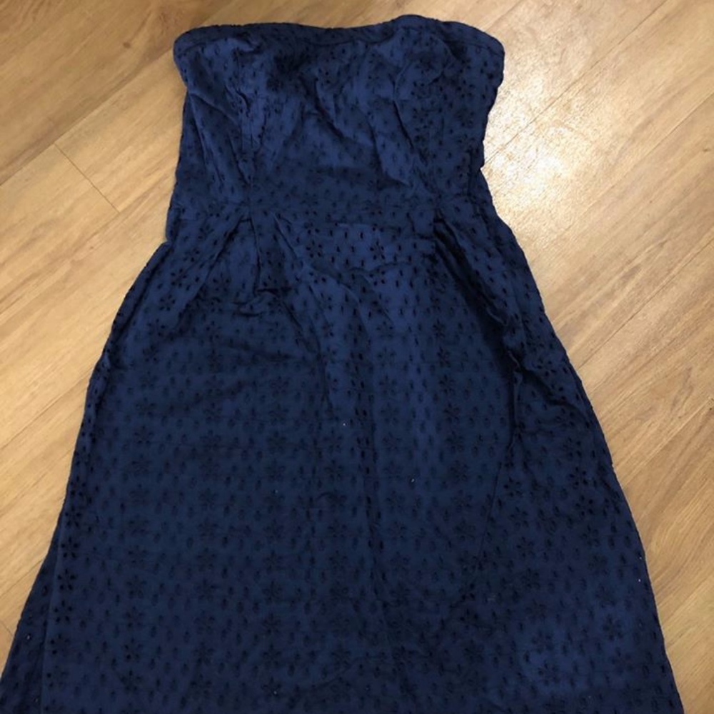 Navy eyelet strapless Old Navy summer dress sz2